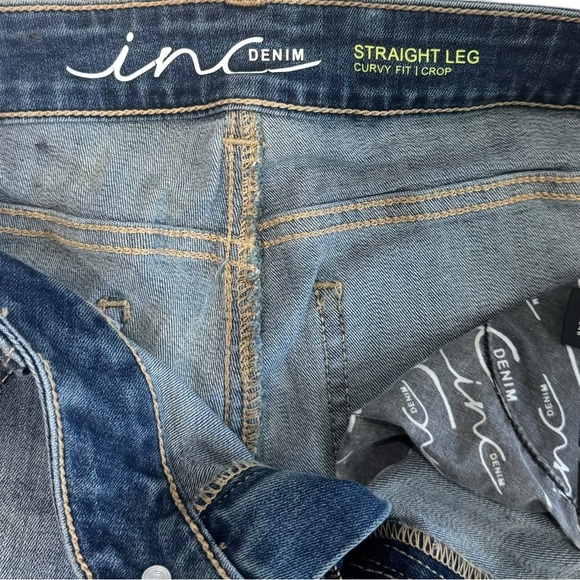 INC Denim Straight Leg Crop Jeans with Crochet Hem – Size 8 - Picture 2 of 6